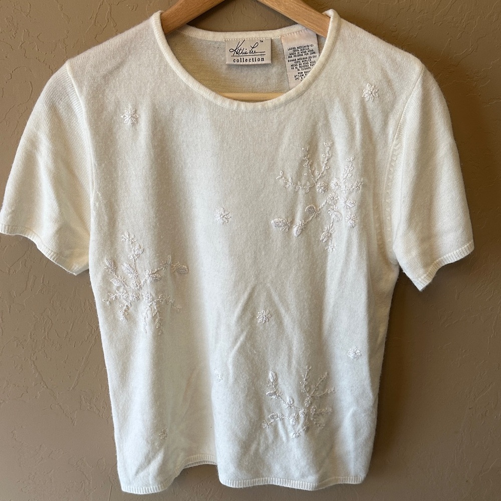 White Embroidered Women's Top